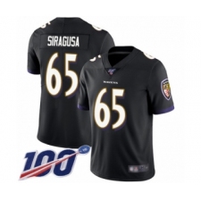 Men's Baltimore Ravens #65 Nico Siragusa Black Alternate Vapor Untouchable Limited Player 100th Season Football Jersey
