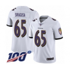 Men's Baltimore Ravens #65 Nico Siragusa White Vapor Untouchable Limited Player 100th Season Football Jersey