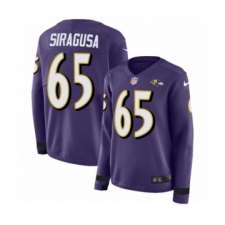 Women's Nike Baltimore Ravens #65 Nico Siragusa Limited Purple Therma Long Sleeve NFL Jersey