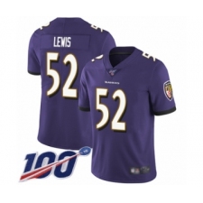 Men's Baltimore Ravens #52 Ray Lewis Purple Team Color Vapor Untouchable Limited Player 100th Season Football Jersey