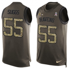 Men's Nike Baltimore Ravens #55 Terrell Suggs Limited Green Salute to Service Tank Top NFL Jersey