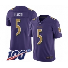 Men's Baltimore Ravens #5 Joe Flacco Limited Purple Rush Vapor Untouchable 100th Season Football Jersey