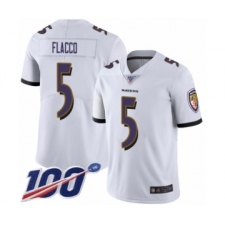 Men's Baltimore Ravens #5 Joe Flacco White Vapor Untouchable Limited Player 100th Season Football Jersey