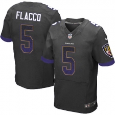 Men's Nike Baltimore Ravens #5 Joe Flacco Elite Black Alternate Drift Fashion NFL Jersey