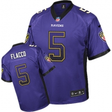Men's Nike Baltimore Ravens #5 Joe Flacco Elite Purple Drift Fashion NFL Jersey
