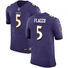 Men's Nike Baltimore Ravens #5 Joe Flacco Elite Purple Team Color NFL Jersey