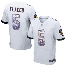 Men's Nike Baltimore Ravens #5 Joe Flacco Elite White Road Drift Fashion NFL Jersey