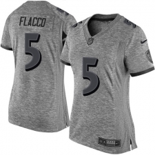 Women's Nike Baltimore Ravens #5 Joe Flacco Limited Gray Gridiron NFL Jersey