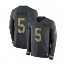 Youth Nike Baltimore Ravens #5 Joe Flacco Limited Black Salute to Service Therma Long Sleeve NFL Jersey