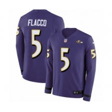 Youth Nike Baltimore Ravens #5 Joe Flacco Limited Purple Therma Long Sleeve NFL Jersey