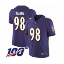 Men's Baltimore Ravens #98 Brandon Williams Purple Team Color Vapor Untouchable Limited Player 100th Season Football Jersey