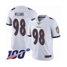 Men's Baltimore Ravens #98 Brandon Williams White Vapor Untouchable Limited Player 100th Season Football Jersey