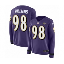 Women's Nike Baltimore Ravens #98 Brandon Williams Limited Purple Therma Long Sleeve NFL Jersey