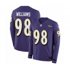 Youth Nike Baltimore Ravens #98 Brandon Williams Limited Purple Therma Long Sleeve NFL Jersey