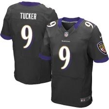 Men's Nike Baltimore Ravens #9 Justin Tucker Elite Black Alternate NFL Jersey