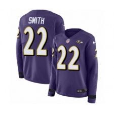 Women's Nike Baltimore Ravens #22 Jimmy Smith Limited Purple Therma Long Sleeve NFL Jersey
