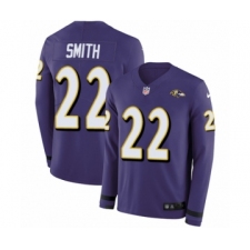 Youth Nike Baltimore Ravens #22 Jimmy Smith Limited Purple Therma Long Sleeve NFL Jersey
