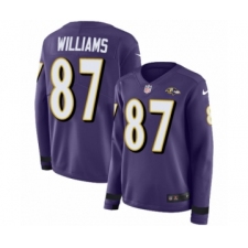 Women's Nike Baltimore Ravens #87 Maxx Williams Limited Purple Therma Long Sleeve NFL Jersey