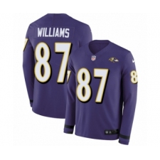 Youth Nike Baltimore Ravens #87 Maxx Williams Limited Purple Therma Long Sleeve NFL Jersey