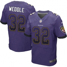 Men's Nike Baltimore Ravens #32 Eric Weddle Elite Purple Home Drift Fashion NFL Jersey