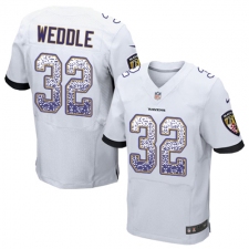 Men's Nike Baltimore Ravens #32 Eric Weddle Elite White Road Drift Fashion NFL Jersey