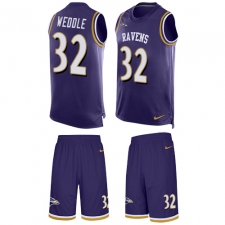 Men's Nike Baltimore Ravens #32 Eric Weddle Limited Purple Tank Top Suit NFL Jersey