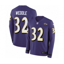Youth Nike Baltimore Ravens #32 Eric Weddle Limited Purple Therma Long Sleeve NFL Jersey