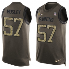Men's Nike Baltimore Ravens #57 C.J. Mosley Limited Green Salute to Service Tank Top NFL Jersey
