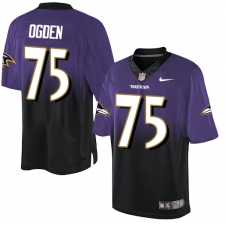 Men's Nike Baltimore Ravens #75 Jonathan Ogden Elite Purple/Black Fadeaway NFL Jersey