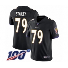 Men's Baltimore Ravens #79 Ronnie Stanley Black Alternate Vapor Untouchable Limited Player 100th Season Football Jersey