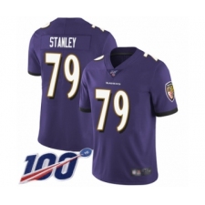 Men's Baltimore Ravens #79 Ronnie Stanley Purple Team Color Vapor Untouchable Limited Player 100th Season Football Jersey