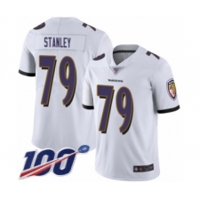 Men's Baltimore Ravens #79 Ronnie Stanley White Vapor Untouchable Limited Player 100th Season Football Jersey