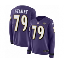 Women's Nike Baltimore Ravens #79 Ronnie Stanley Limited Purple Therma Long Sleeve NFL Jersey