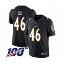 Men's Baltimore Ravens #46 Morgan Cox Black Alternate Vapor Untouchable Limited Player 100th Season Football Jersey