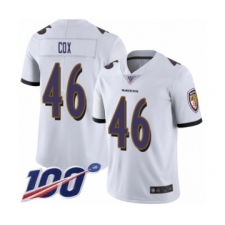 Men's Baltimore Ravens #46 Morgan Cox White Vapor Untouchable Limited Player 100th Season Football Jersey