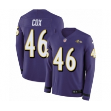 Men's Nike Baltimore Ravens #46 Morgan Cox Limited Purple Therma Long Sleeve NFL Jersey
