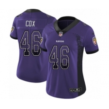 Women's Nike Baltimore Ravens #46 Morgan Cox Limited Purple Rush Drift Fashion NFL Jersey