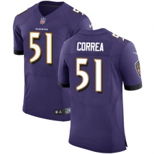 Men's Nike Baltimore Ravens #51 Kamalei Correa Elite Purple Team Color NFL Jersey