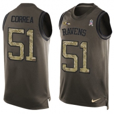 Men's Nike Baltimore Ravens #51 Kamalei Correa Limited Green Salute to Service Tank Top NFL Jersey