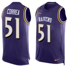 Men's Nike Baltimore Ravens #51 Kamalei Correa Limited Purple Player Name & Number Tank Top NFL Jersey