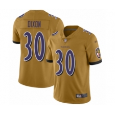 Men's Baltimore Ravens #30 Kenneth Dixon Limited Gold Inverted Legend Football Jersey