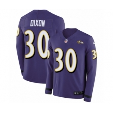 Men's Nike Baltimore Ravens #30 Kenneth Dixon Limited Purple Therma Long Sleeve NFL Jersey