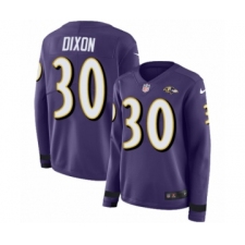 Women's Nike Baltimore Ravens #30 Kenneth Dixon Limited Purple Therma Long Sleeve NFL Jersey