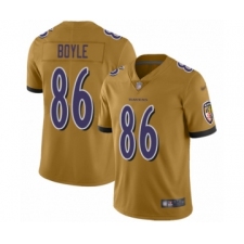 Men's Baltimore Ravens #86 Nick Boyle Limited Gold Inverted Legend Football Jersey
