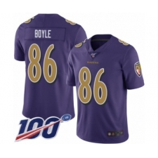 Men's Baltimore Ravens #86 Nick Boyle Limited Purple Rush Vapor Untouchable 100th Season Football Jersey