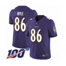 Men's Baltimore Ravens #86 Nick Boyle Purple Team Color Vapor Untouchable Limited Player 100th Season Football Jersey