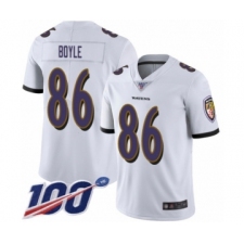 Men's Baltimore Ravens #86 Nick Boyle White Vapor Untouchable Limited Player 100th Season Football Jersey