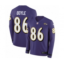 Men's Nike Baltimore Ravens #86 Nick Boyle Limited Purple Therma Long Sleeve NFL Jersey