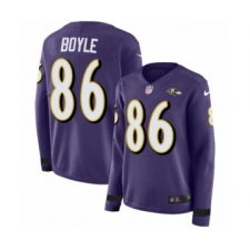 Women's Nike Baltimore Ravens #86 Nick Boyle Limited Purple Therma Long Sleeve NFL Jersey