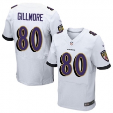 Men's Nike Baltimore Ravens #80 Crockett Gillmore Elite White NFL Jersey